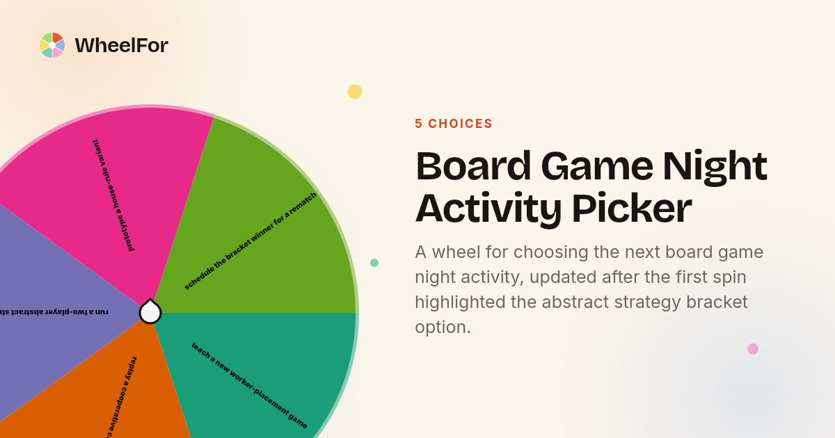 Board Game Night Activity Picker Wheel | WheelFor