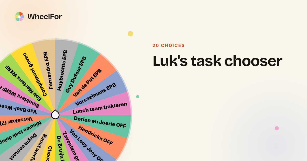Luk's task chooser Wheel | WheelFor