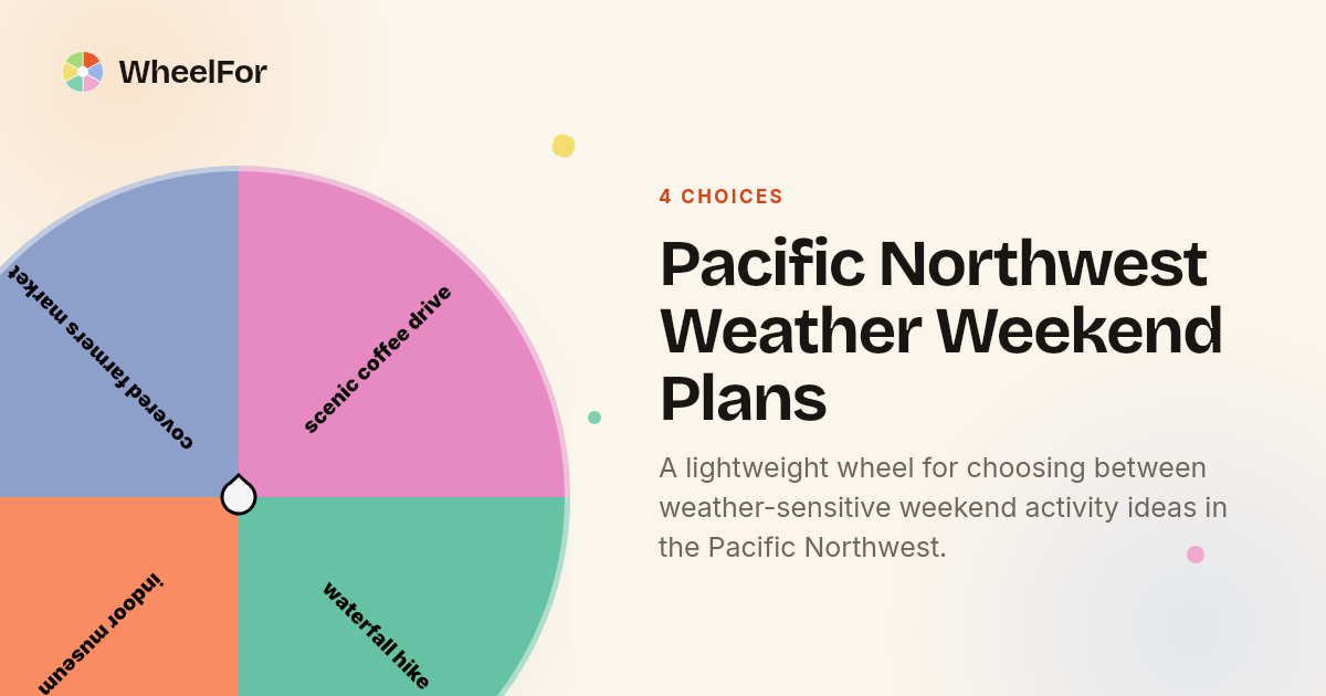 Pacific Northwest Weather Weekend Plans Wheel | WheelFor