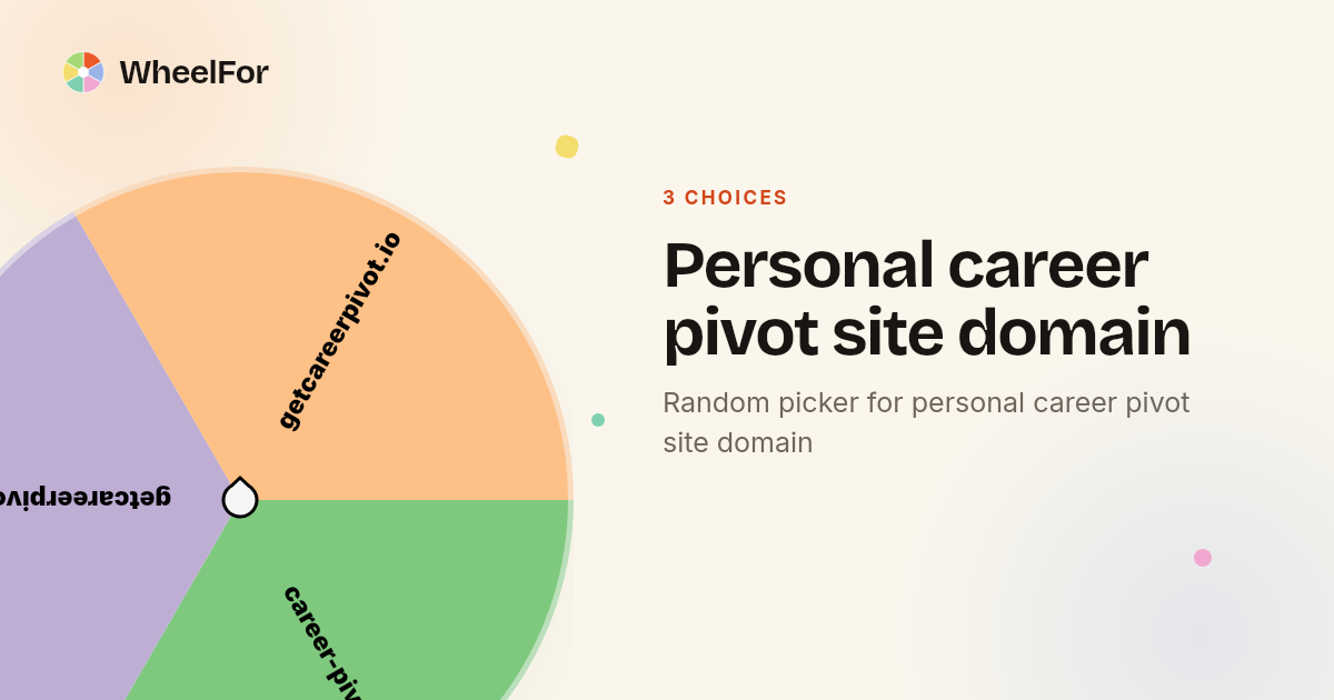 Personal career pivot site domain Wheel | WheelFor