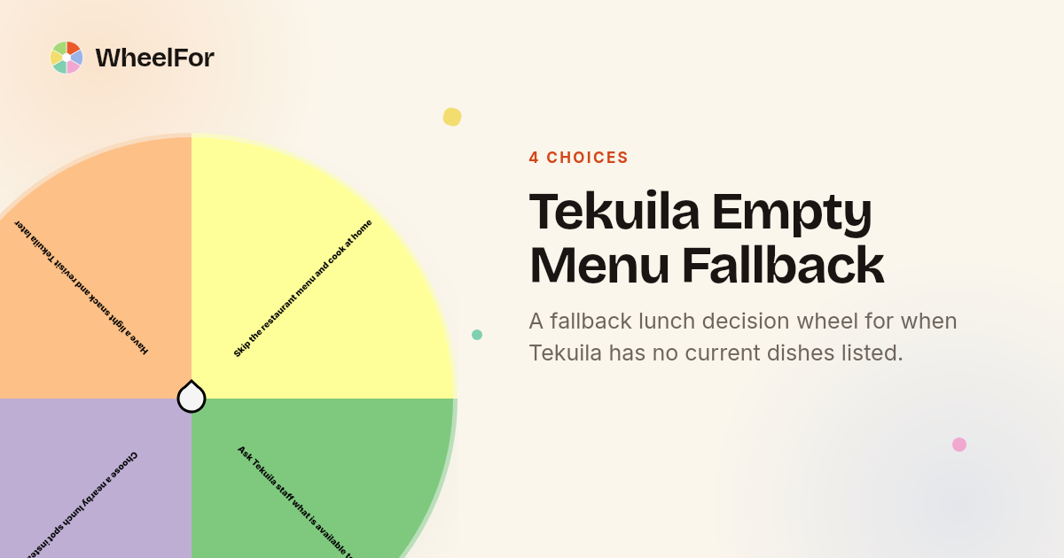 Tekuila Empty Menu Fallback Wheel | WheelFor