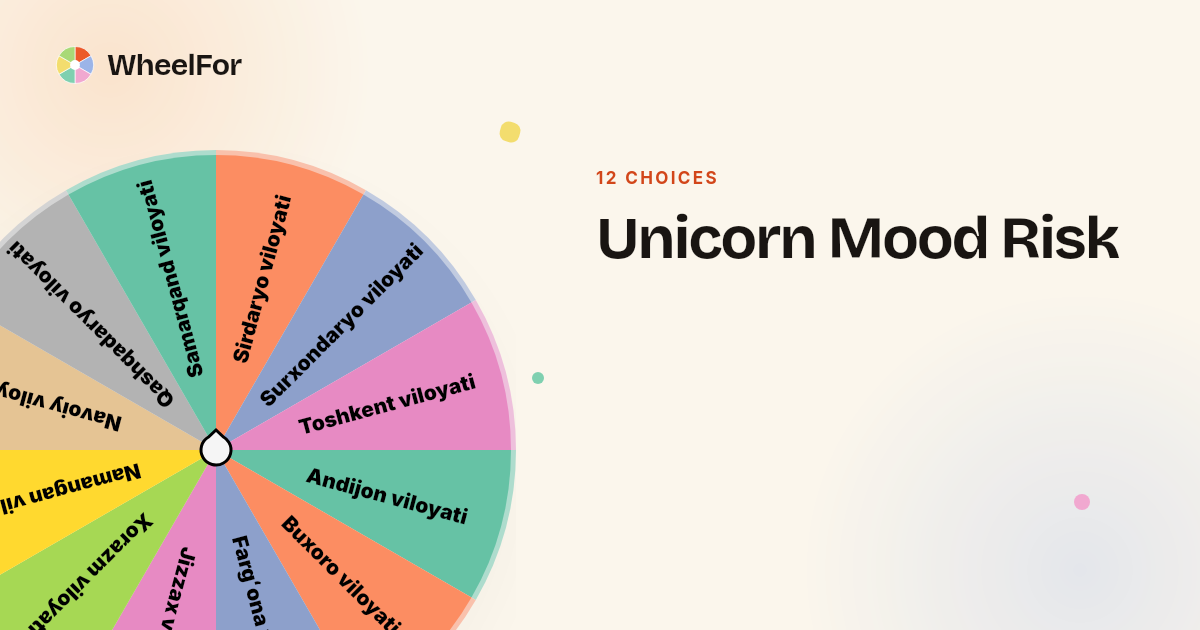 Unicorn Mood Risk Wheel | WheelFor
